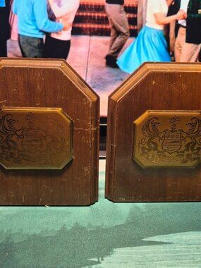 Vintage Alpha Xi Delta Fraternity Crest Bookends National College Emblem Co Pair